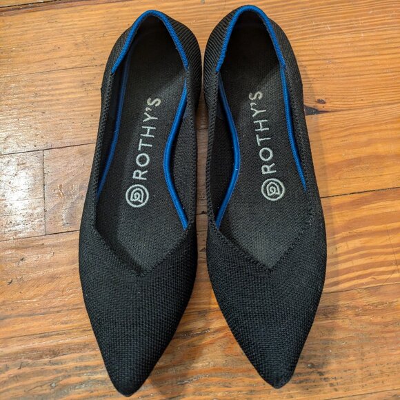 Rothy's Black Pointed Toe Flats Size 6 - Picture 1 of 5